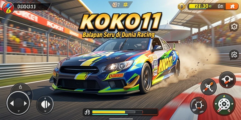 Gameplay seru KOKO11 saat balapan di lintasan yang menantang.