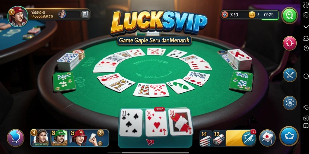 Screenshot utama LUCKSVIP menampilkan gameplay Gaple yang seru.