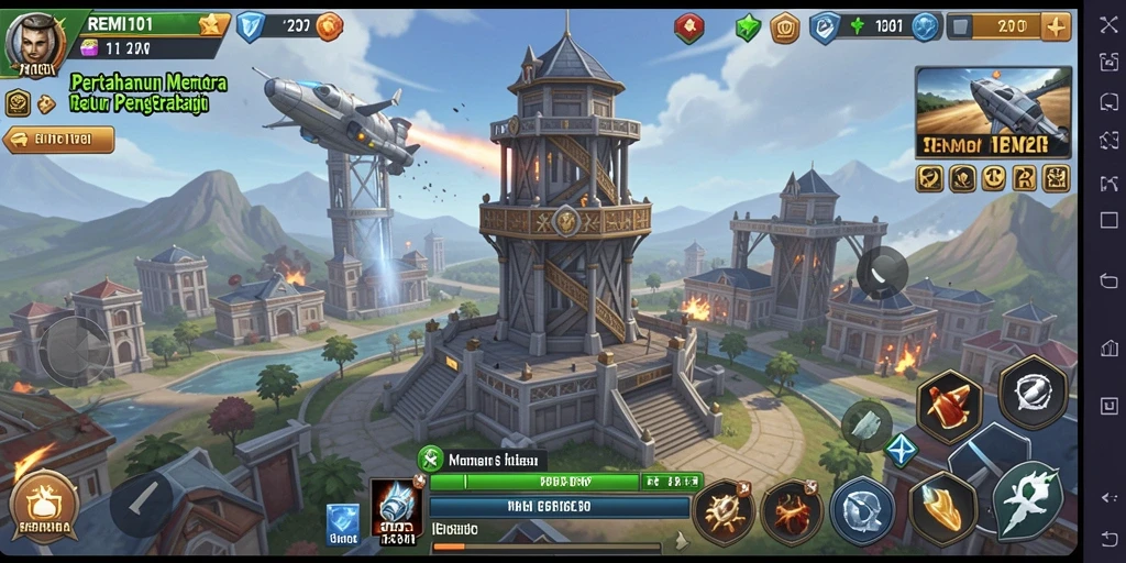 Tampilan gameplay <strong>REMI101</strong> dalam pertarungan Tower Defense yang mendebarkan.