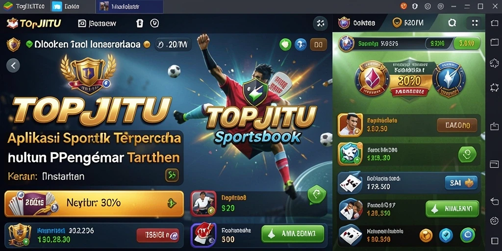 Screenshot utama TOPJITU menampilkan fitur taruhan olahraga yang menarik.