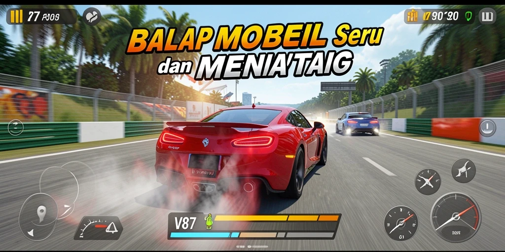 Tampilan gameplay balap mobil yang seru dan mendebarkan.